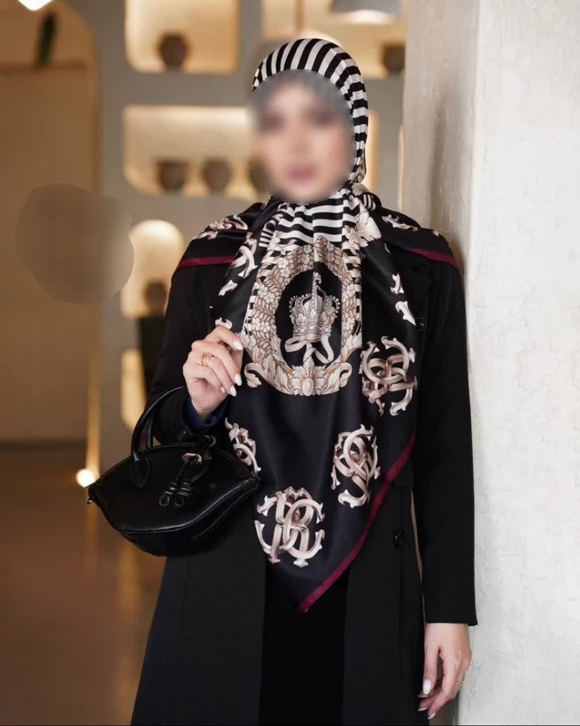 روسری ابریشم ساتن مجلسی دوردوخت