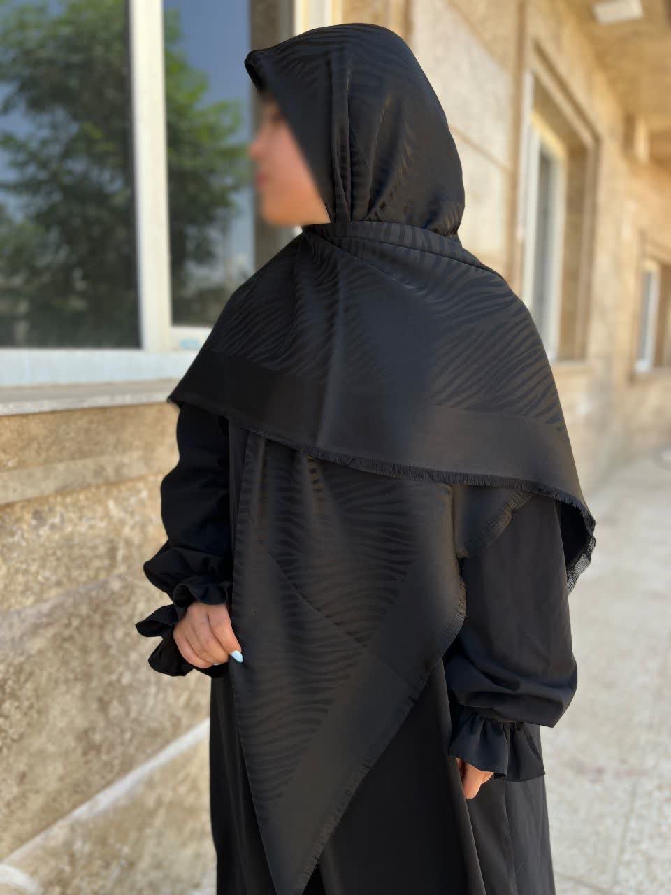 روسری ژاکاردمشکی زنانه قواره بزرگ